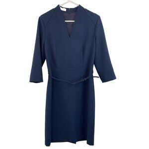 Carlisle New York Navy 3/4 Sleeve Sheath Dress Career Size 6 EUC 6913